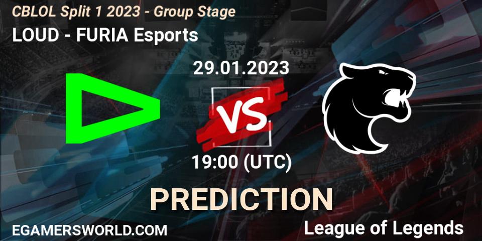 Prognose für das Spiel LOUD VS FURIA Esports. 29.01.23. LoL - CBLOL Split 1 2023 - Group Stage