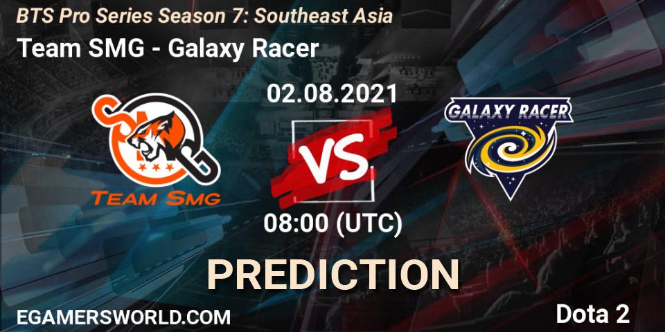 Prognose für das Spiel Team SMG VS Galaxy Racer. 02.08.2021 at 08:15. Dota 2 - BTS Pro Series Season 7: Southeast Asia
