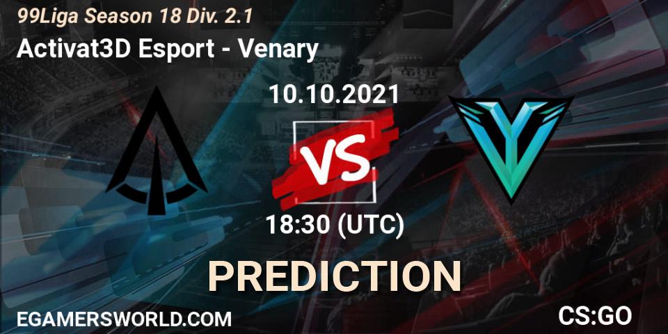 Prognose für das Spiel Activat3D Esport VS Venary. 10.10.2021 at 18:30. Counter-Strike (CS2) - 99Liga Season 18 Div. 2.1