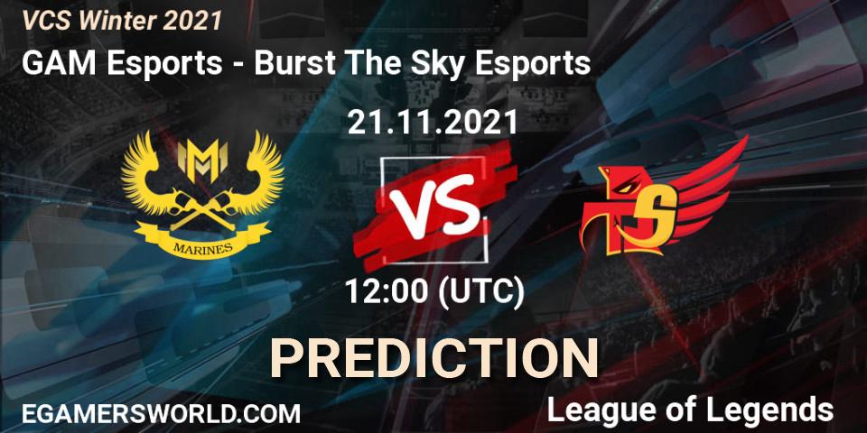 Prognose für das Spiel GAM Esports VS Burst The Sky Esports. 21.11.2021 at 12:00. LoL - VCS Winter 2021