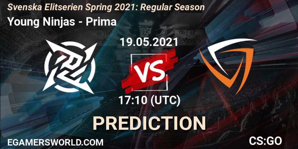 Prognose für das Spiel Young Ninjas VS Prima. 19.05.2021 at 17:10. Counter-Strike (CS2) - Svenska Elitserien Spring 2021: Regular Season