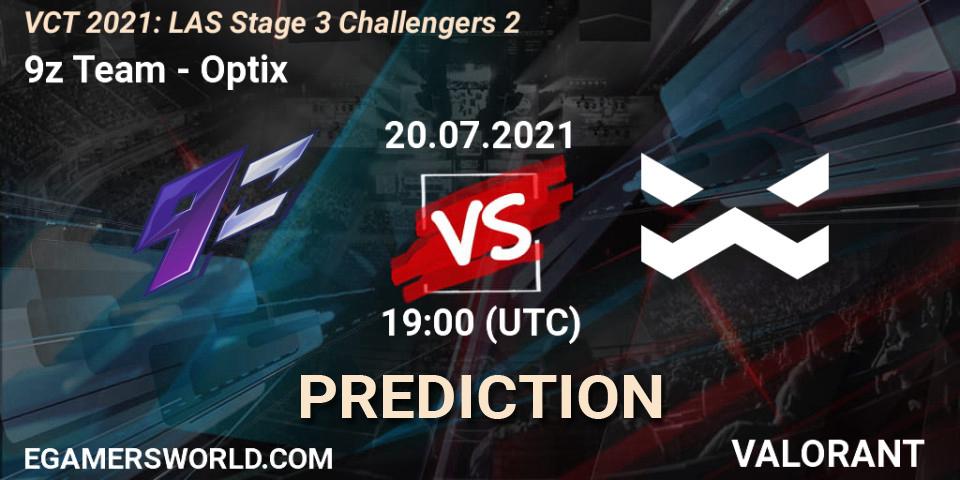 Prognose für das Spiel 9z Team VS Optix. 20.07.2021 at 19:00. VALORANT - VCT 2021: LAS Stage 3 Challengers 2