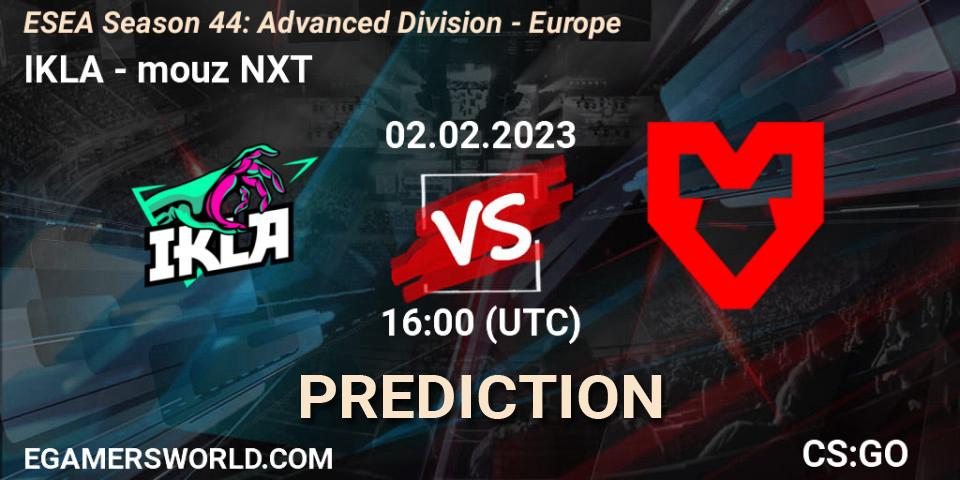 Prognose für das Spiel IKLA VS mouz NXT. 15.02.23. CS2 (CS:GO) - ESEA Season 44: Advanced Division - Europe