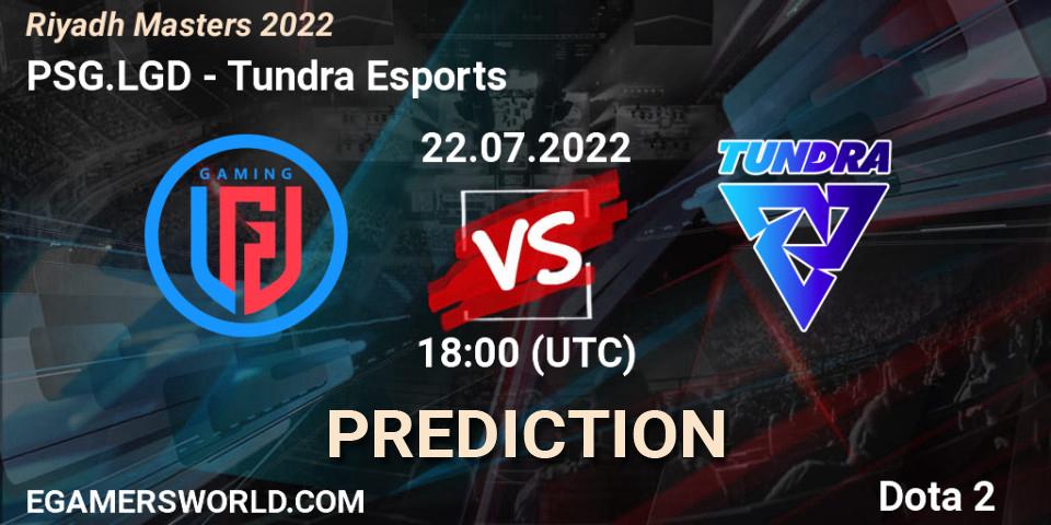 Prognose für das Spiel PSG.LGD VS Tundra Esports. 22.07.2022 at 18:07. Dota 2 - Riyadh Masters 2022