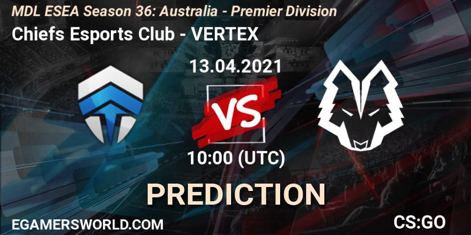 Prognose für das Spiel Chiefs Esports Club VS VERTEX. 13.04.21. CS2 (CS:GO) - MDL ESEA Season 36: Australia - Premier Division