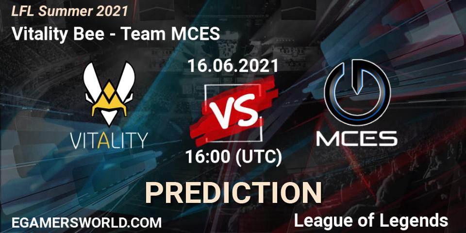 Prognose für das Spiel Vitality Bee VS Team MCES. 16.06.21. LoL - LFL Summer 2021
