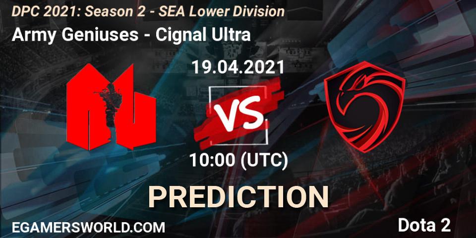 Prognose für das Spiel Army Geniuses VS Cignal Ultra. 19.04.21. Dota 2 - DPC 2021: Season 2 - SEA Lower Division