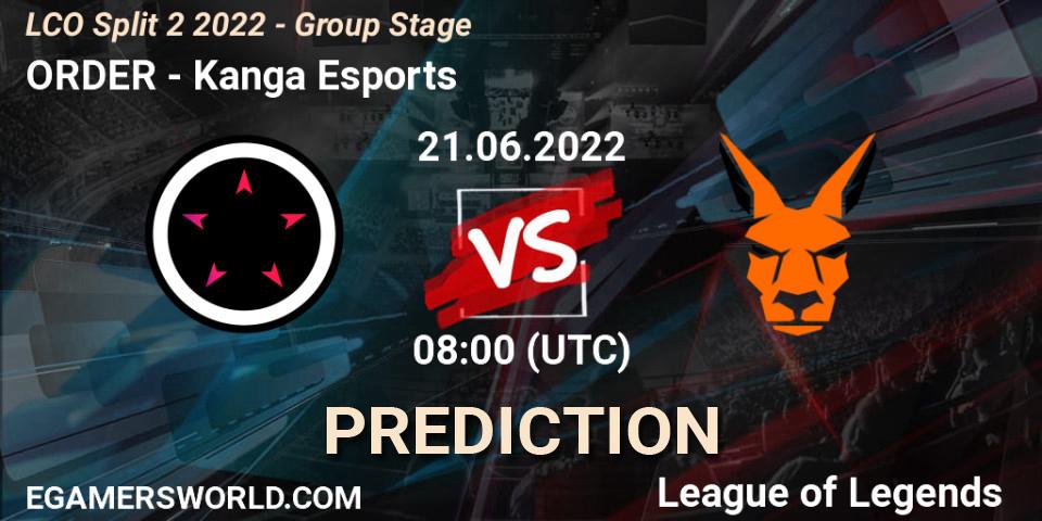 Prognose für das Spiel ORDER VS Kanga Esports. 21.06.22. LoL - LCO Split 2 2022 - Group Stage