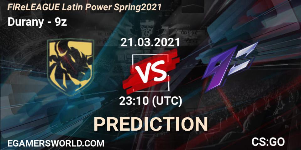 Prognose für das Spiel Durany VS 9z. 21.03.2021 at 23:15. Counter-Strike (CS2) - FiReLEAGUE Latin Power Spring 2021 - BLAST Premier Qualifier