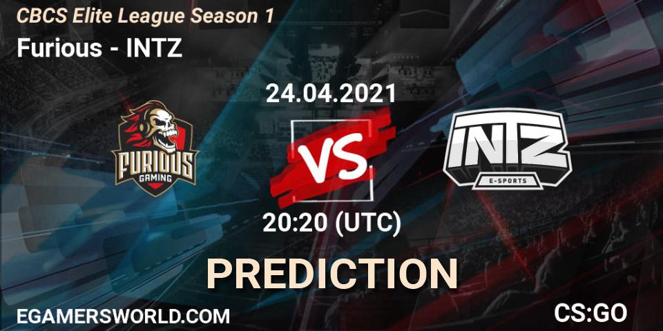 Prognose für das Spiel Furious VS INTZ. 24.04.2021 at 20:20. Counter-Strike (CS2) - CBCS Elite League Season 1