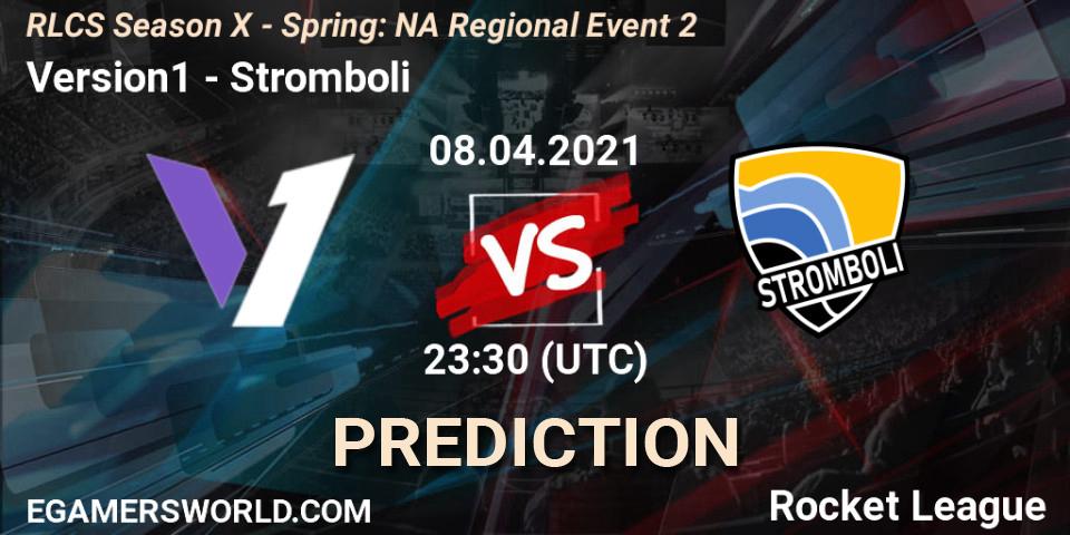 Prognose für das Spiel Version1 VS Stromboli. 08.04.2021 at 23:30. Rocket League - RLCS Season X - Spring: NA Regional Event 2