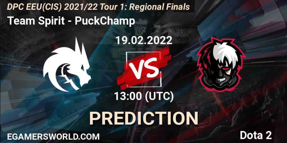 Prognose für das Spiel Team Spirit VS PuckChamp. 19.02.22. Dota 2 - DPC EEU(CIS) 2021/22 Tour 1: Regional Finals