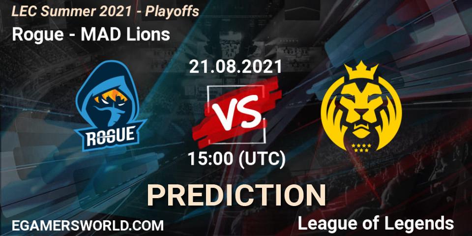Prognose für das Spiel Rogue VS MAD Lions. 21.08.2021 at 15:00. LoL - LEC Summer 2021 - Playoffs