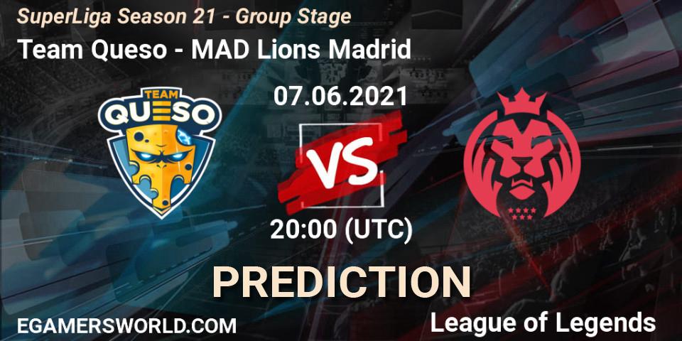 Prognose für das Spiel Team Queso VS MAD Lions Madrid. 07.06.2021 at 18:00. LoL - SuperLiga Season 21 - Group Stage 