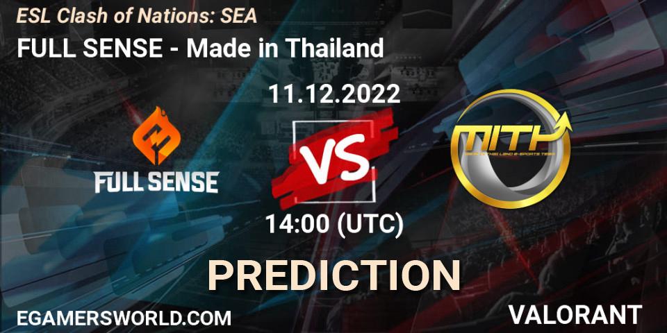 Prognose für das Spiel FULL SENSE VS Made in Thailand. 11.12.22. VALORANT - ESL Clash of Nations: SEA