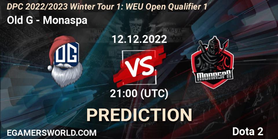 Prognose für das Spiel Old G VS Monaspa. 12.12.2022 at 21:00. Dota 2 - DPC 2022/2023 Winter Tour 1: WEU Open Qualifier 1