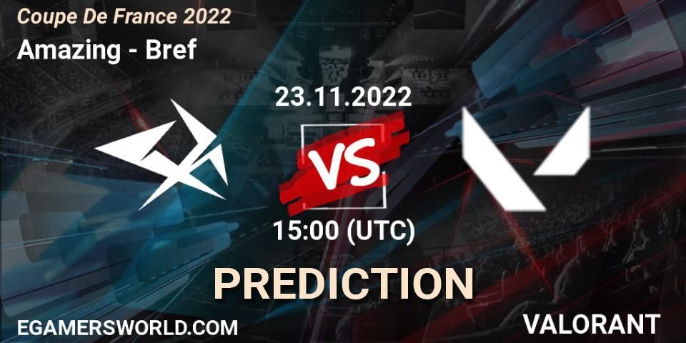 Prognose für das Spiel Amazing VS Bref. 23.11.2022 at 15:00. VALORANT - Coupe De France 2022