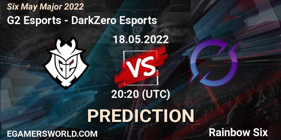 Prognose für das Spiel G2 Esports VS DarkZero Esports. 18.05.2022 at 20:20. Rainbow Six - Six Charlotte Major 2022