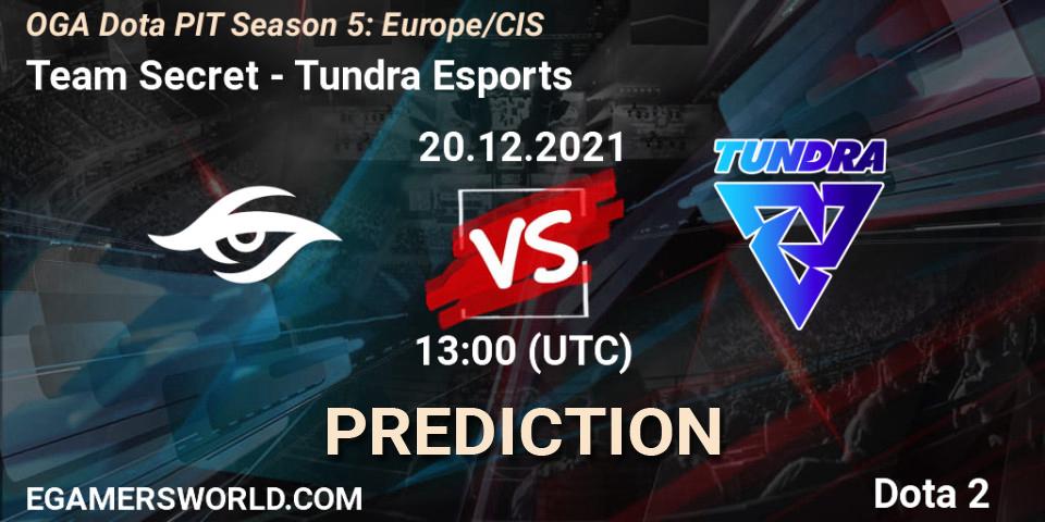 Prognose für das Spiel Team Secret VS Tundra Esports. 20.12.21. Dota 2 - OGA Dota PIT Season 5: Europe/CIS