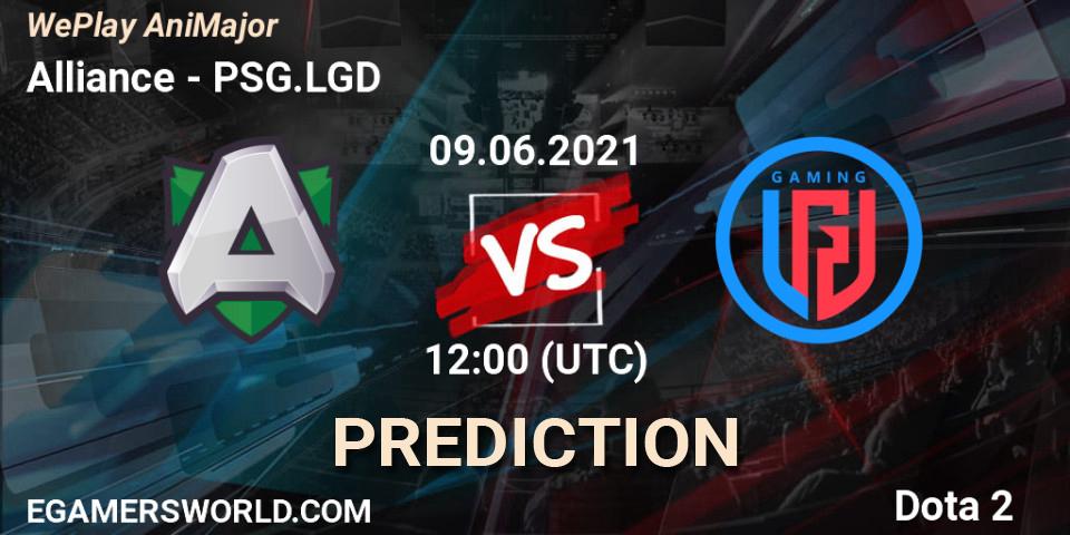 Prognose für das Spiel Alliance VS PSG.LGD. 09.06.21. Dota 2 - WePlay AniMajor 2021