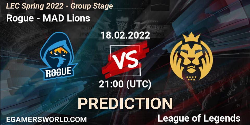 Prognose für das Spiel Rogue VS MAD Lions. 18.02.22. LoL - LEC Spring 2022 - Group Stage