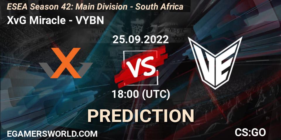 Prognose für das Spiel XvG Miracle VS VYBN. 25.09.2022 at 18:00. Counter-Strike (CS2) - ESEA Season 42: Main Division - South Africa