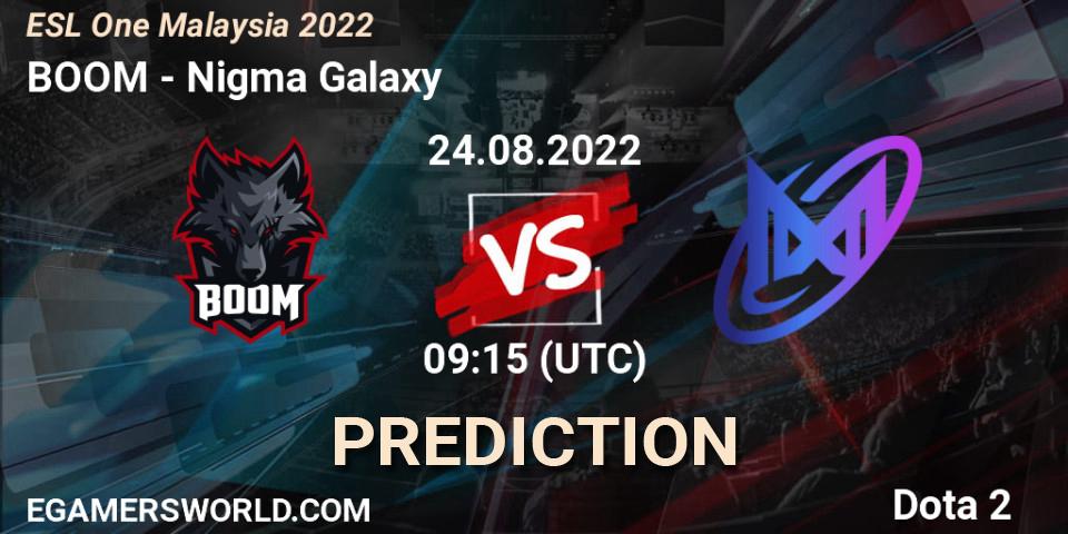 Prognose für das Spiel BOOM VS Nigma Galaxy. 24.08.22. Dota 2 - ESL One Malaysia 2022