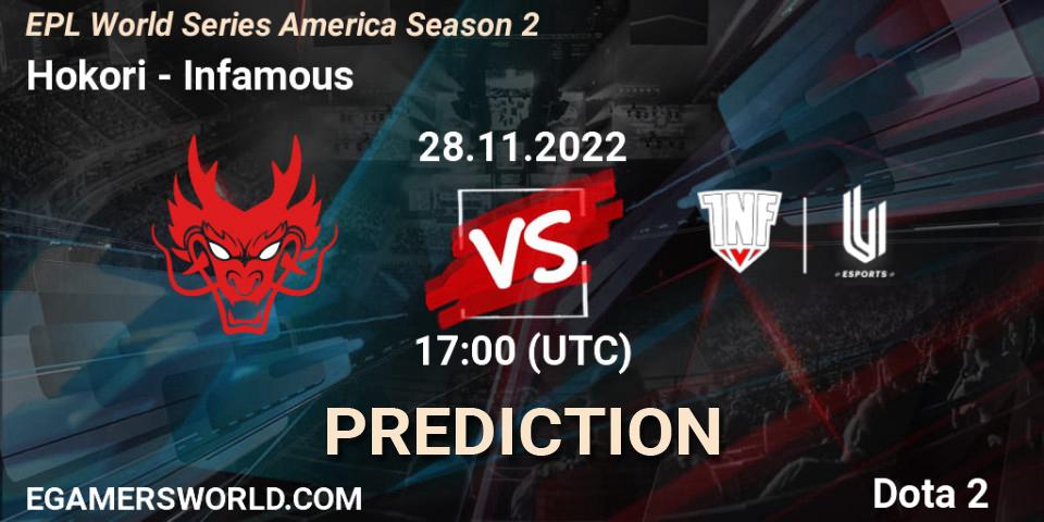 Prognose für das Spiel Hokori VS Infamous. 28.11.22. Dota 2 - EPL World Series America Season 2