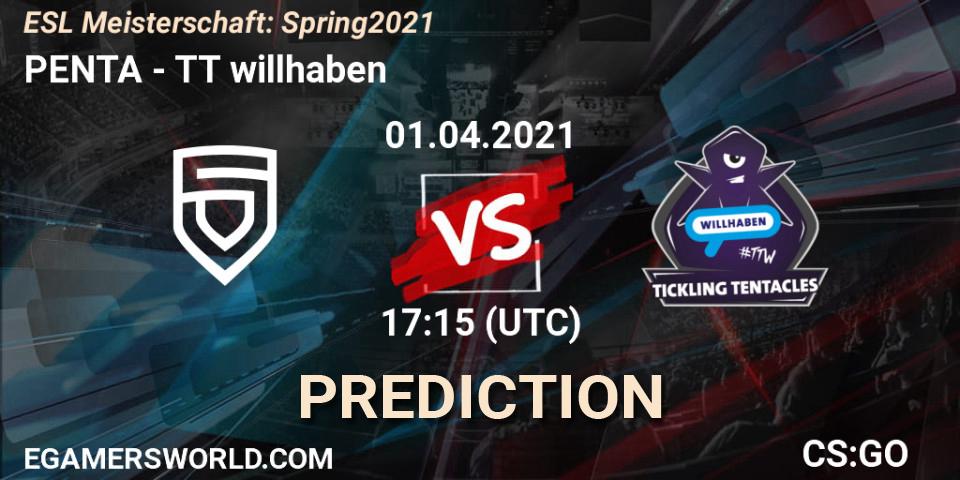 Prognose für das Spiel PENTA VS TT willhaben. 30.04.21. CS2 (CS:GO) - ESL Meisterschaft: Spring 2021