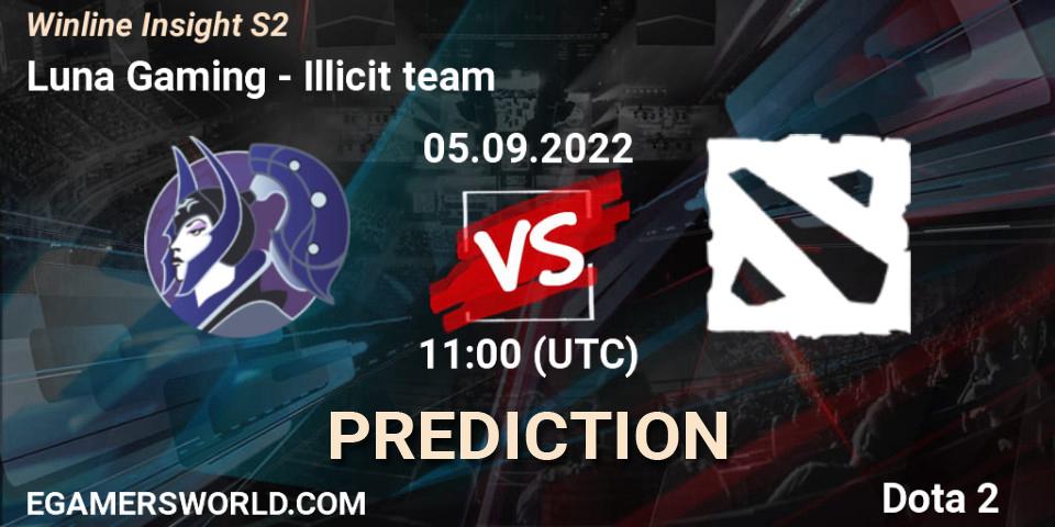 Prognose für das Spiel Luna Gaming VS Illicit team. 05.09.2022 at 11:07. Dota 2 - Winline Insight S2