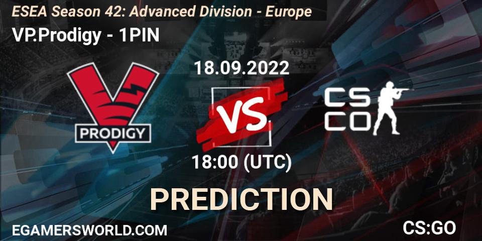 Prognose für das Spiel VP.Prodigy VS 1PIN. 18.09.2022 at 18:00. Counter-Strike (CS2) - ESEA Season 42: Advanced Division - Europe