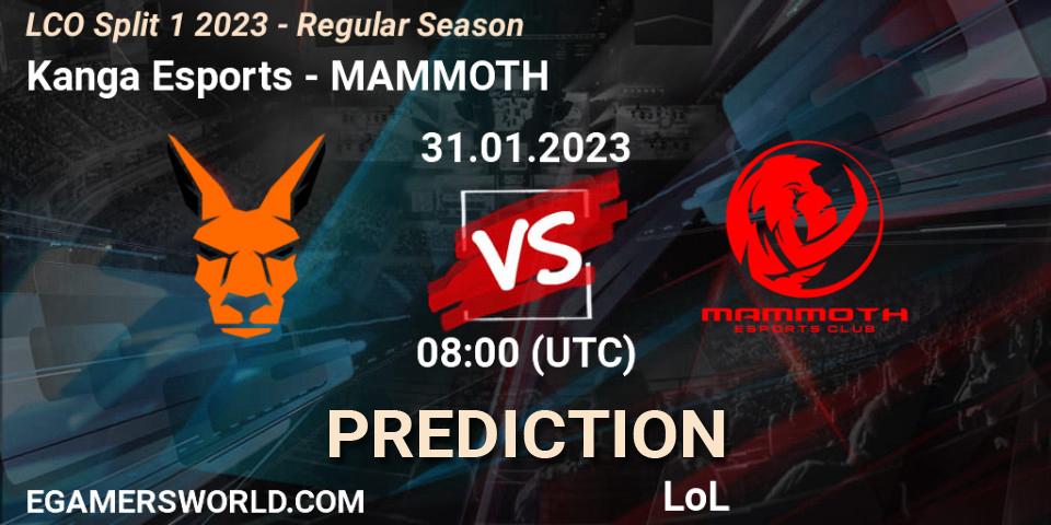 Prognose für das Spiel Kanga Esports VS MAMMOTH. 31.01.23. LoL - LCO Split 1 2023 - Regular Season