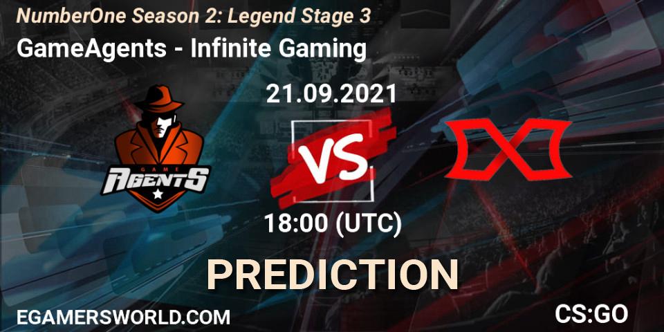 Prognose für das Spiel GameAgents VS Infinite Gaming. 21.09.2021 at 18:00. Counter-Strike (CS2) - NumberOne Season 2: Legend Stage 3