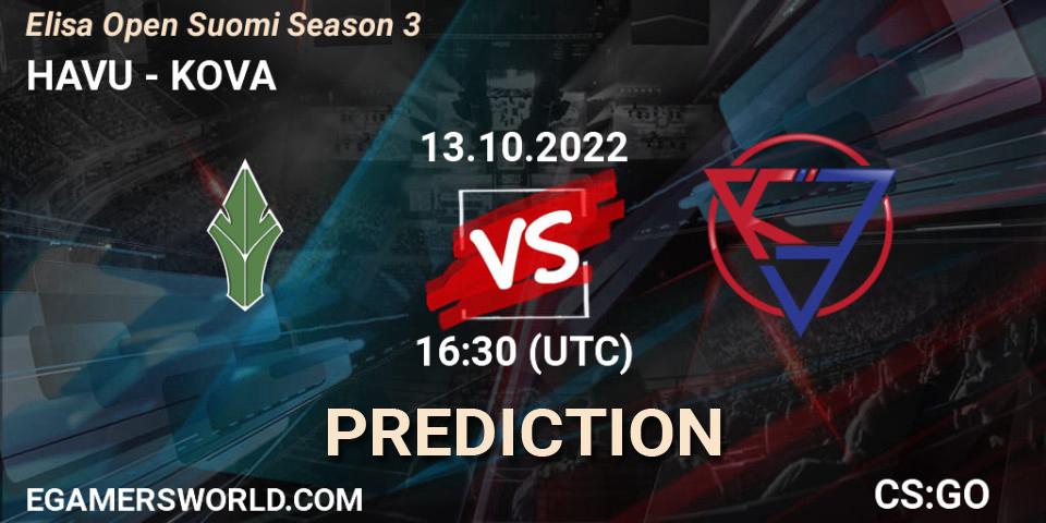 Prognose für das Spiel HAVU VS KOVA. 13.10.22. CS2 (CS:GO) - Elisa Open Suomi Season 3
