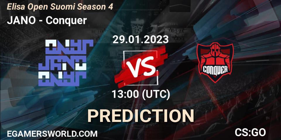 Prognose für das Spiel JANO VS Conquer. 29.01.23. CS2 (CS:GO) - Elisa Open Suomi Season 4