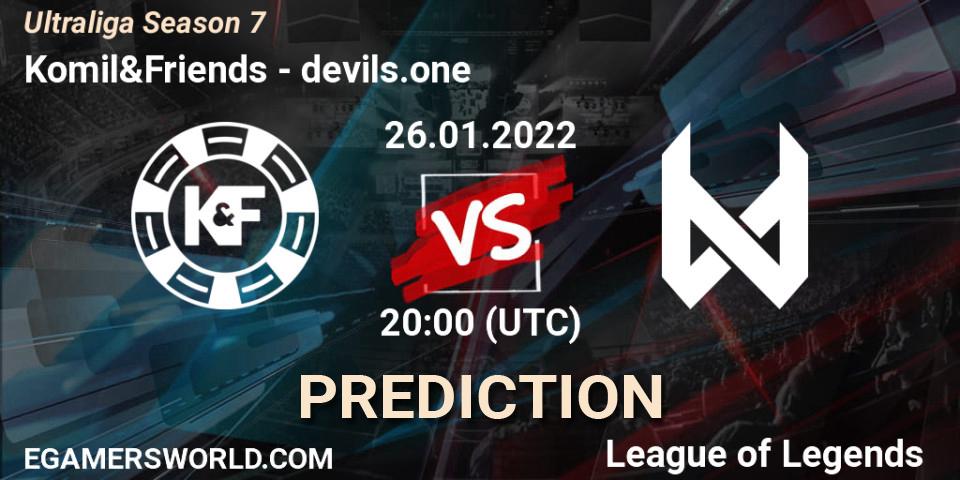 Prognose für das Spiel Komil&Friends VS devils.one. 26.01.2022 at 20:30. LoL - Ultraliga Season 7
