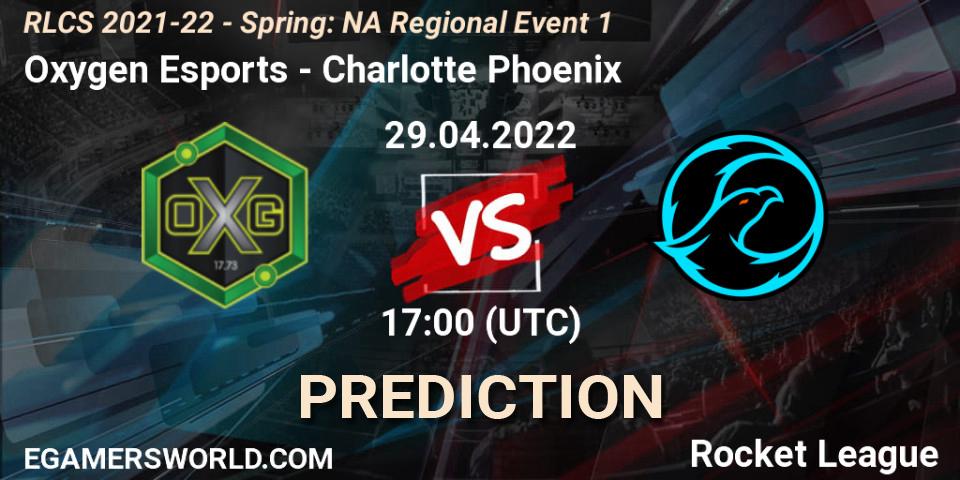 Prognose für das Spiel Oxygen Esports VS Charlotte Phoenix. 29.04.22. Rocket League - RLCS 2021-22 - Spring: NA Regional Event 1