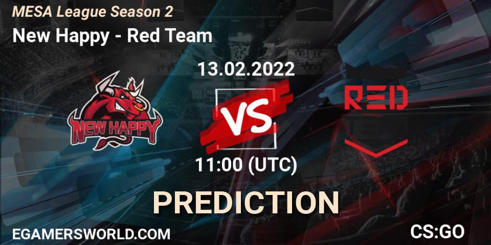 Prognose für das Spiel New Happy VS Red Team. 15.02.2022 at 11:00. Counter-Strike (CS2) - MESA League Season 2