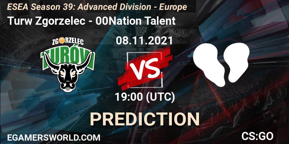 Prognose für das Spiel Turów Zgorzelec VS 00Nation Talent. 08.11.2021 at 18:00. Counter-Strike (CS2) - ESEA Season 39: Advanced Division - Europe