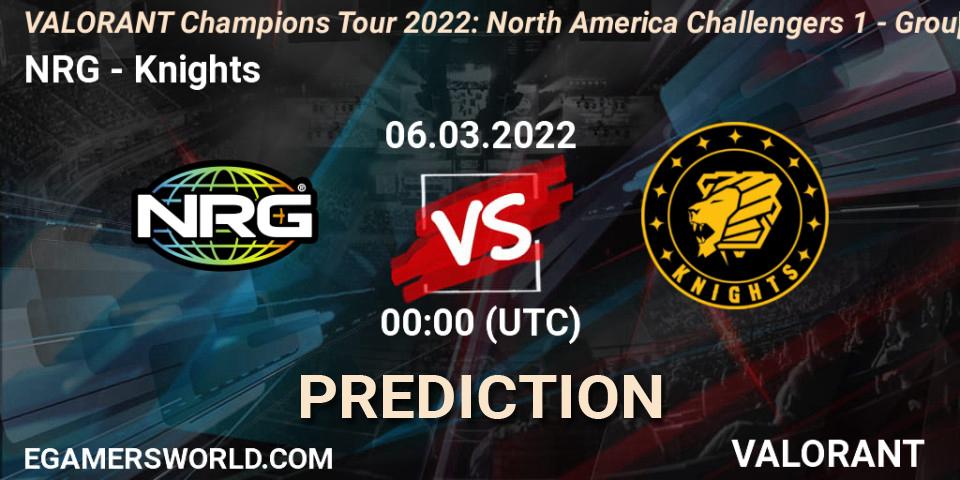 Prognose für das Spiel NRG VS Knights. 06.03.2022 at 00:00. VALORANT - VCT 2022: North America Challengers 1 - Group Stage