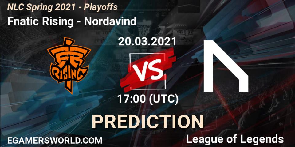 Prognose für das Spiel Fnatic Rising VS Nordavind. 20.03.2021 at 17:00. LoL - NLC Spring 2021 - Playoffs