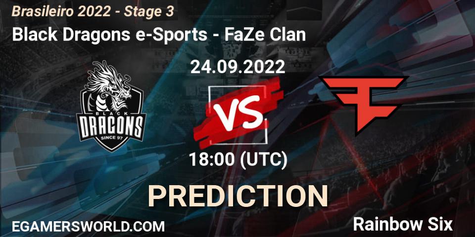 Prognose für das Spiel Black Dragons e-Sports VS FaZe Clan. 24.09.22. Rainbow Six - Brasileirão 2022 - Stage 3