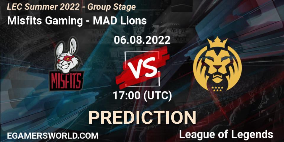 Prognose für das Spiel Misfits Gaming VS MAD Lions. 06.08.22. LoL - LEC Summer 2022 - Group Stage