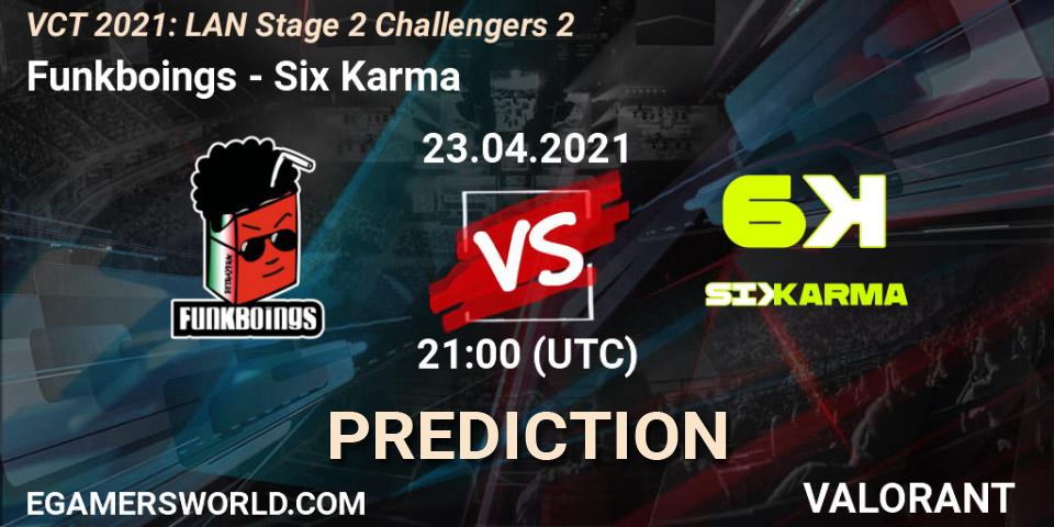 Prognose für das Spiel Funkboings VS Six Karma. 23.04.2021 at 21:00. VALORANT - VCT 2021: LAN Stage 2 Challengers 2