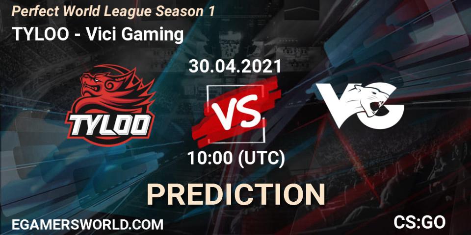 Prognose für das Spiel TYLOO VS ViCi. 30.04.21. CS2 (CS:GO) - Perfect World League Season 1