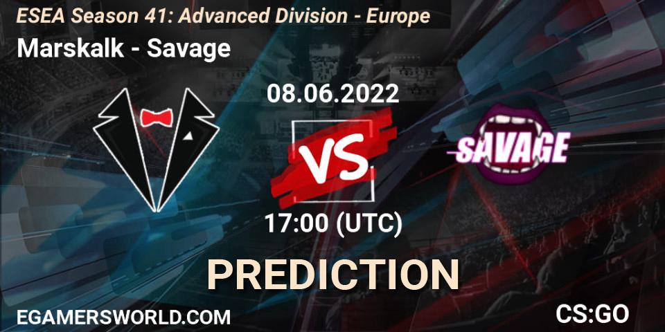Prognose für das Spiel Marskalk VS Savage. 08.06.2022 at 17:00. Counter-Strike (CS2) - ESEA Season 41: Advanced Division - Europe
