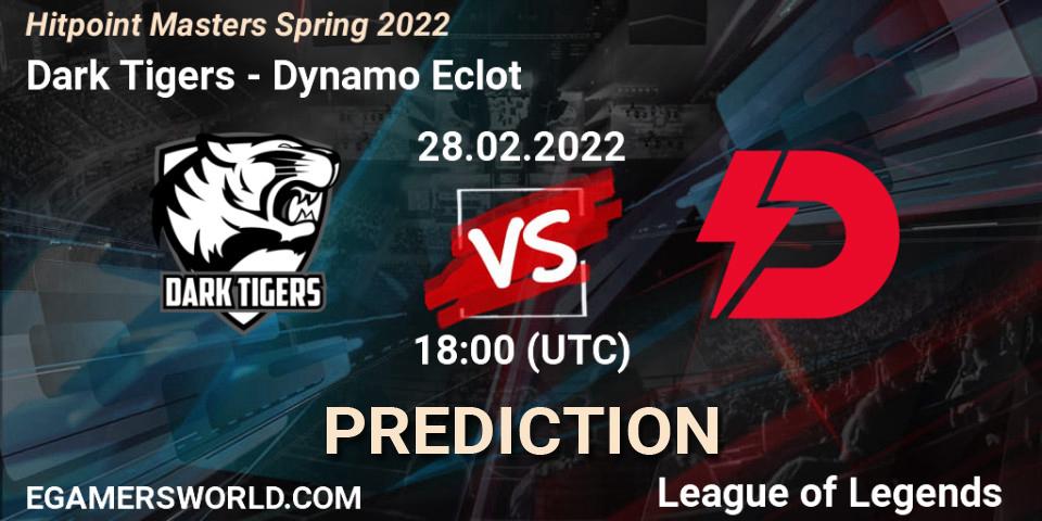 Prognose für das Spiel Dark Tigers VS Dynamo Eclot. 28.02.2022 at 18:00. LoL - Hitpoint Masters Spring 2022