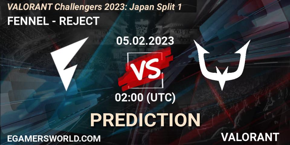 Prognose für das Spiel FENNEL VS REJECT. 05.02.23. VALORANT - VALORANT Challengers 2023: Japan Split 1