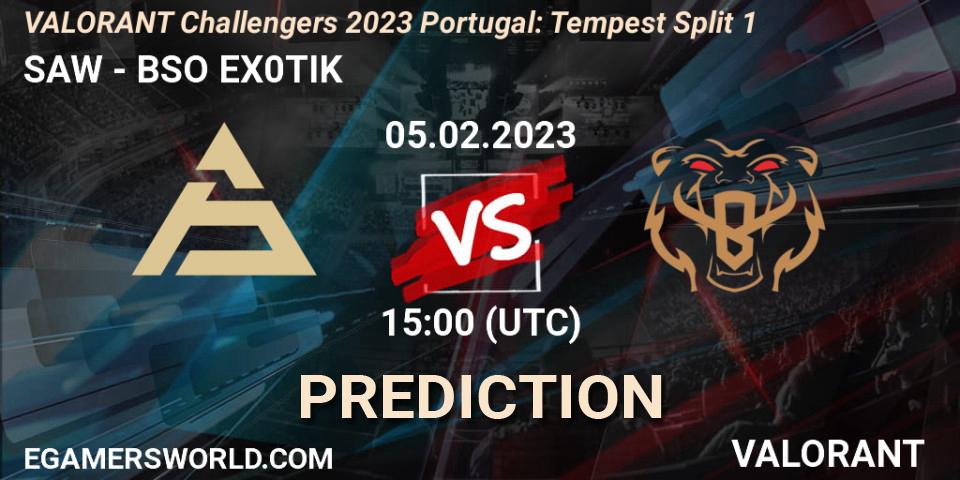Prognose für das Spiel SAW VS BSO EX0TIK. 05.02.23. VALORANT - VALORANT Challengers 2023 Portugal: Tempest Split 1