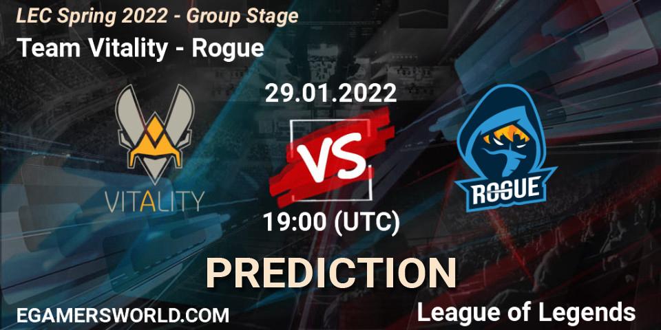 Prognose für das Spiel Team Vitality VS Rogue. 29.01.22. LoL - LEC Spring 2022 - Group Stage